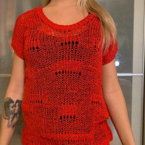 Red knitted t shirt size S